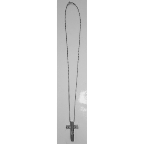 SteelX Stainless Steel Cross Pendant on 24" Chain Necklace with Gold Box NEW NWT - Picture 3 of 4